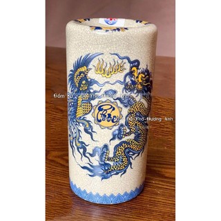 Bộ Đồ Thờ Men Rạn ( rồng vàng viền xanh)