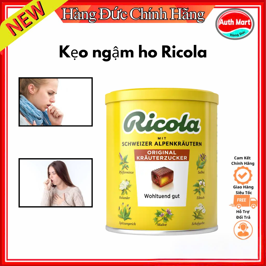 Kẹo ngậm ho thảo mộc Ricola Original Herb 250gr Đức -Date mới đủ bill