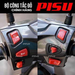 Công tắc xe máy MÀU ĐỎ chính hãng PISU - Công tắc Xi Nhan Hazard, Passing SH, Còi, Pha Cos, Đề, Tắt