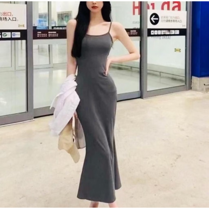 H901 Đầm Body Nữ Dáng Dài Đuôi Cá gân Tăm, Váy ôm body sexy Hai Dây tôn dáng mã d72 | BigBuy360 - bigbuy360.vn