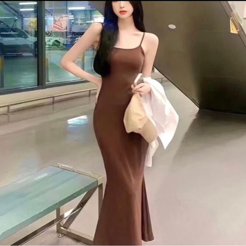 H901 Đầm Body Nữ Dáng Dài Đuôi Cá gân Tăm, Váy ôm body sexy Hai Dây tôn dáng mã d72 | BigBuy360 - bigbuy360.vn