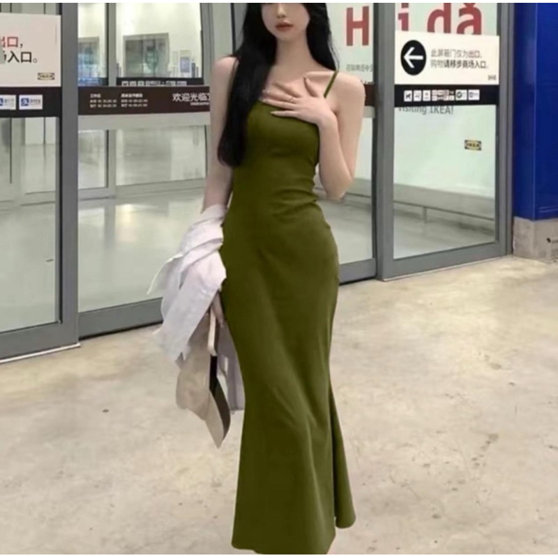 H901 Đầm Body Nữ Dáng Dài Đuôi Cá gân Tăm, Váy ôm body sexy Hai Dây tôn dáng mã d72 | BigBuy360 - bigbuy360.vn