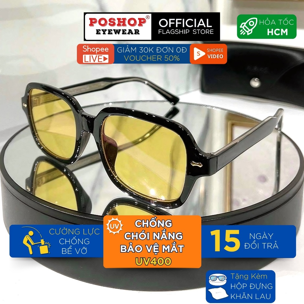 Kính Gọng Vuông Cận Thời Trang Nam POSHOP EYEWEAR Chất Liệu Nhưạ Cao Cấp Kiểu Dáng Sang Trọng ST