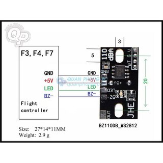 Còi báo 4 đèn led WS2812  5V BZ110DB