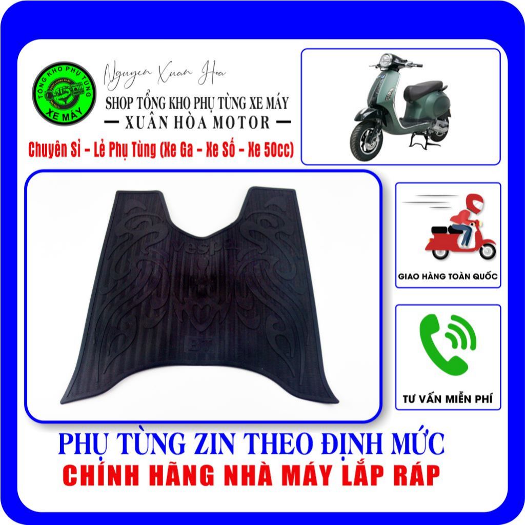Cao su (thảm) lót sàn chân Vespa 50cc (Nioshima, DKBike, Osaka, Victoria, Sumotor, Hyosung, Espero… 