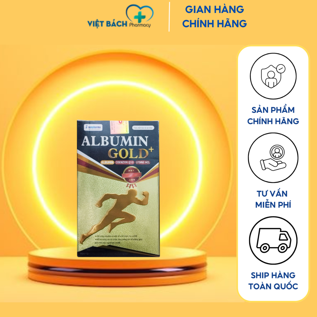 ALBUMIN GOLD GIÚP BỒI BỔ SỨC KHOẺ, NÂNG CAO SỨC ĐỀ KHÁNG CHO CƠ THỂ hộp 60 viên