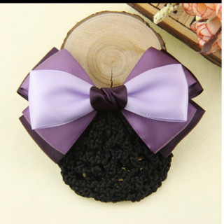 Kẹp búi lưới handmade màu tím nơ tím K128-M2