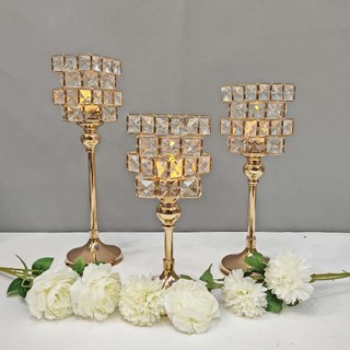 ✨ Chân Nến Bộ 3 Pha Lê Rubic ✨ Trang Trí Nhà Hàng, Khách Sạn, Quán Bar, Tiệc Cưới