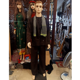 (Có Sẵn) Trang Phục Bà Ba Nam Vải Kate Cao Cấp Tặng Kèm Khăn Rằn, Trang Phục Chú Hóa Trang Chú Cuội Chị Hằng