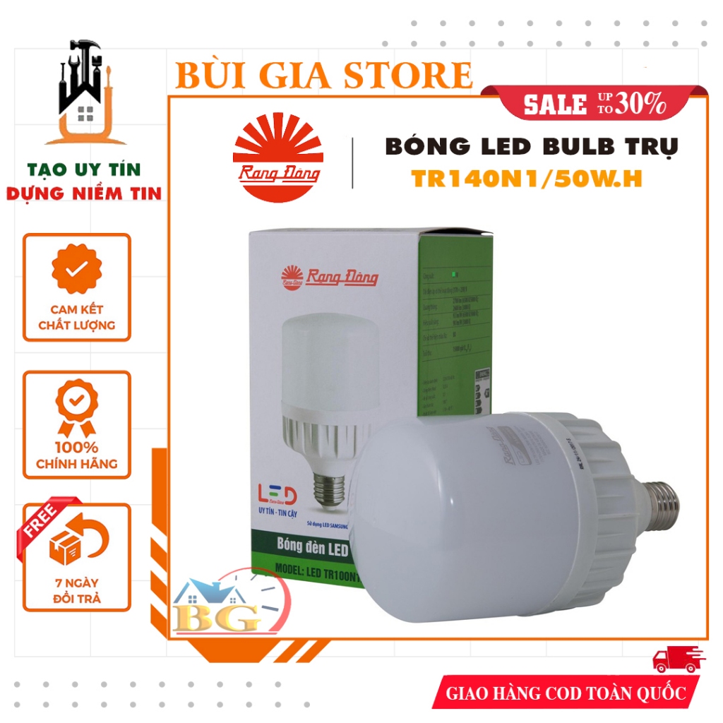Bóng đèn LED BULB trụ Rạng Đông 50W TR140N1/50W.H