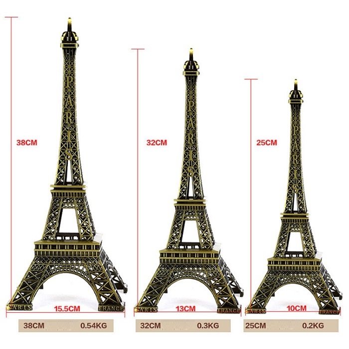 [XẢ HÀNG 01 TẶNG 01] Mô hình trang trí tháp Eiffel cao 32cm kim loại