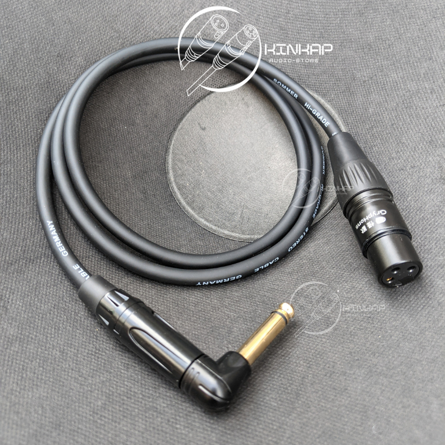 Cáp canon cái ra 6 ly vuông góc kết nối micro và amply màu đen giá 1 sợi