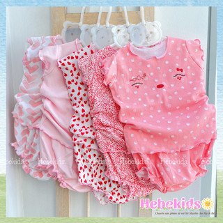 Bộ cộc tay quần chíp chất cotton mềm cho bé gái sơ sinh đến 10kg Hebekids