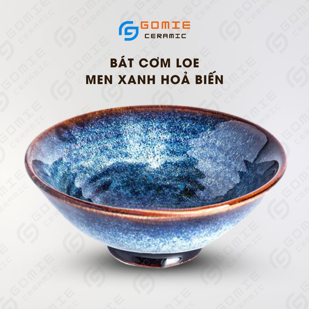 Bát Cơm Loe Xanh Hoả Biến - Chén cơm - Gốm sứ cao cấp Bát Tràng