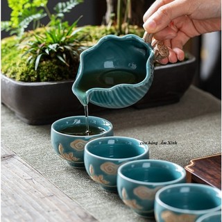 Bộ ấm chén pha trà sứ Cảnh Đức Hoa sen
