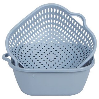 Bộ thau rổ 2 lớp vuông nhựa VIỆT NHẬT - Bộ Thau Rổ Nhựa Rửa rau củ quả, trộn thực phẩm 3288 3289 đa năng