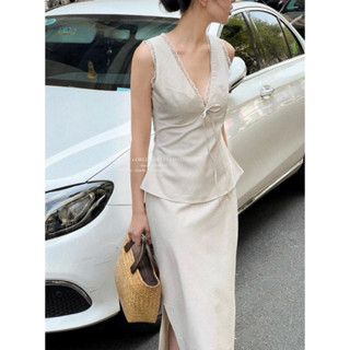 Yoona Top - Áo Linen Pha Ren Chiết Eo ( ảnh chính chủ )