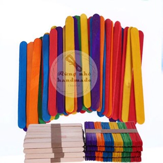 Que kem màu, que đè lưỡi màu, 100 que dài 12.5cm~15cm, handmade