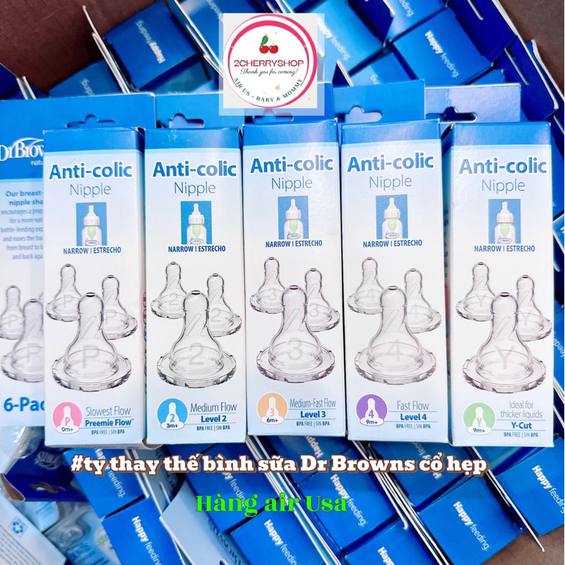 Núm ty Dr brown's số 1 2 3 4 YCut Cổ hẹp (GERMANY-mẫu mới)