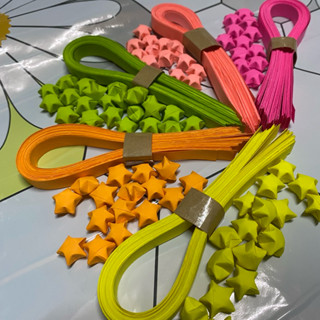 Giấy gấp sao màu dạ quang 1cm x 26cm xếp ngôi sao giấy làm bó hoa hủ điều ước