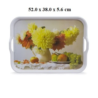 Khay,mâm cơm chữ nhật nhựa Melamine có quai cầm Size 52cm