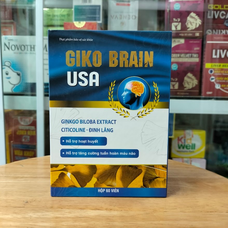 Bổ não GiKo Brain USA VIP - Hoạt Huyết, Tăng Cường Tuần Hoàn Máu Não Hộp 60 viên