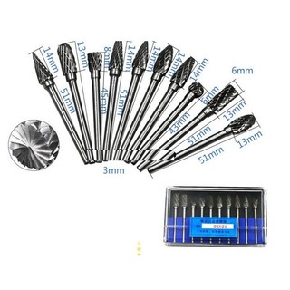 Bộ 10 mũi khoan mài khắc phay gỗ nhựa hợp kim vonfram hộp xanh hàng chất lừ