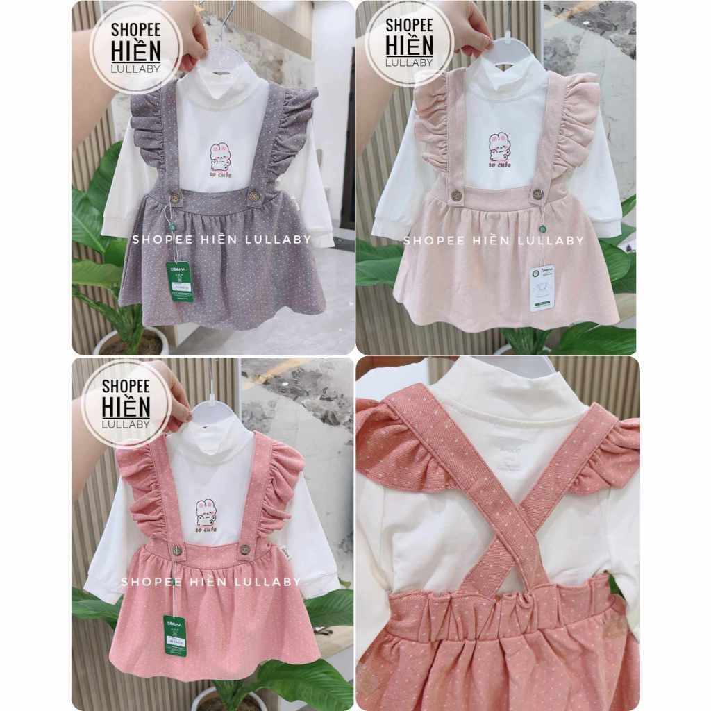 [Dokma/Chính Hãng] Set váy yếm Dokma chất nỉ cho bé gái size từ 6 - 36 tháng