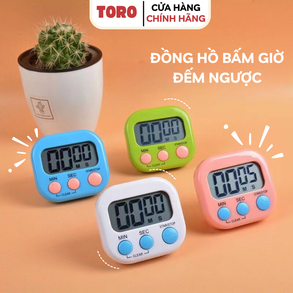 Đồng hồ đếm ngược nấu ăn, nhắc hẹn giờ học sinh, nam châm hút tiện dụng ( Tặng kèm pin)