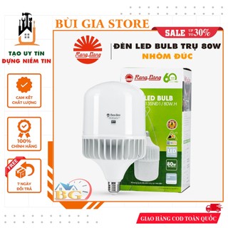 Bóng đèn led bulb trụ nhôm đúc rạng đông 80w - bảo hành chính hãng 12 tháng