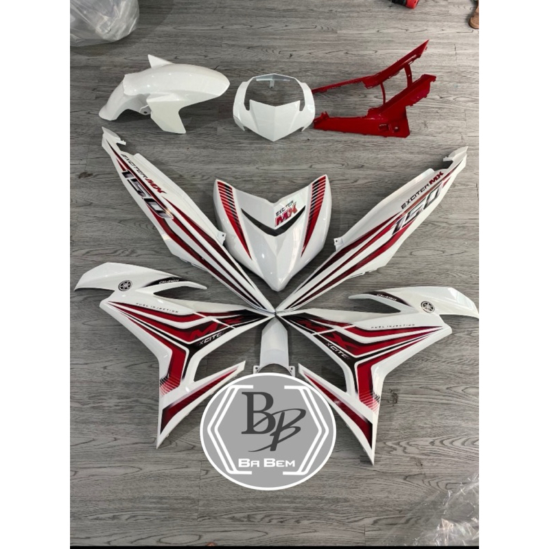 Dàn áo trắng đỏ exciter 150 - tem dán sẵn như hình