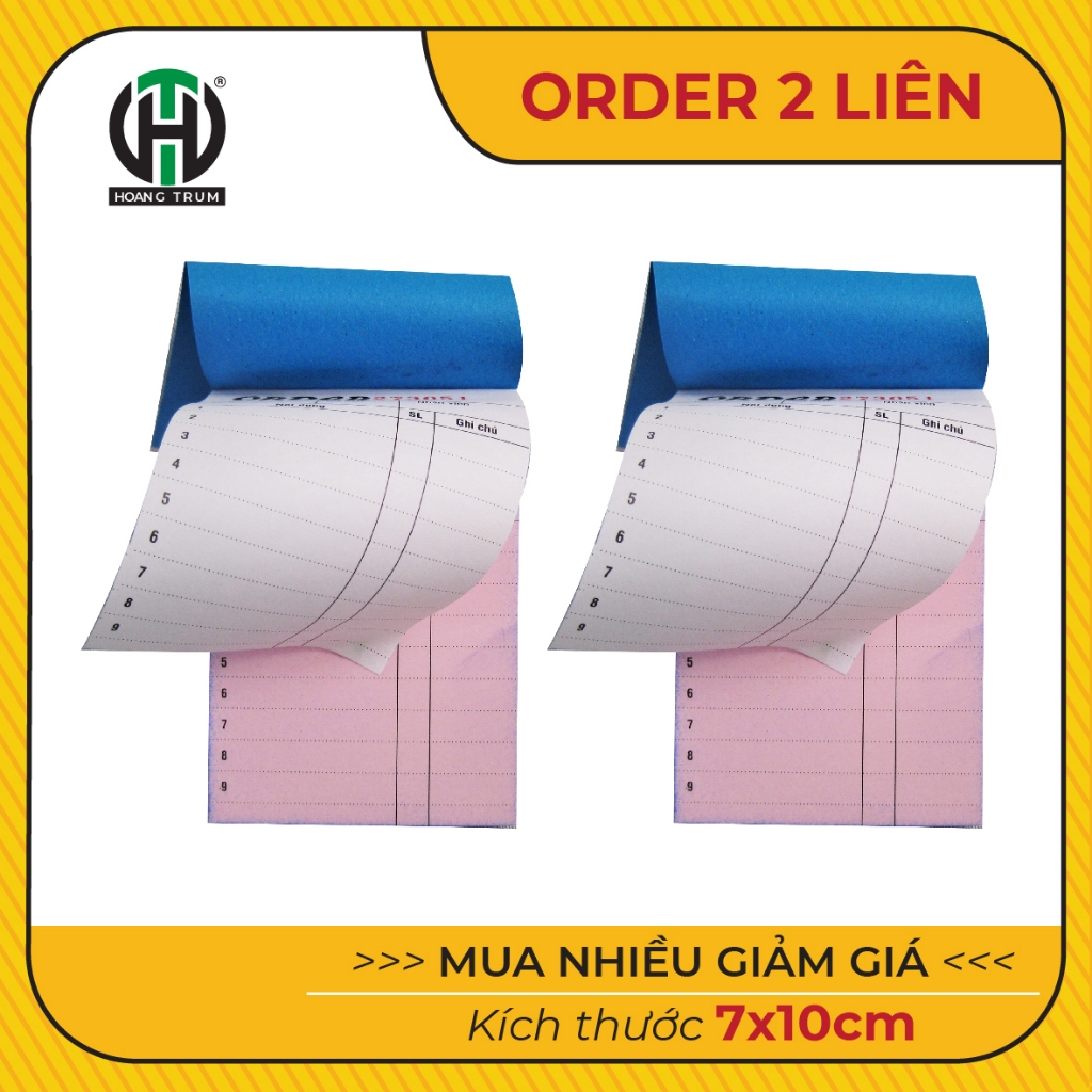 Combo 50 cuốn Phiếu order 2 liên có số nhảy khổ 7x10cm 100 tờ/cuốn