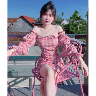[ẢNH THẬT] 𝓢𝓪𝓵𝓮 Đầm hồng tay dài dây nơ rút