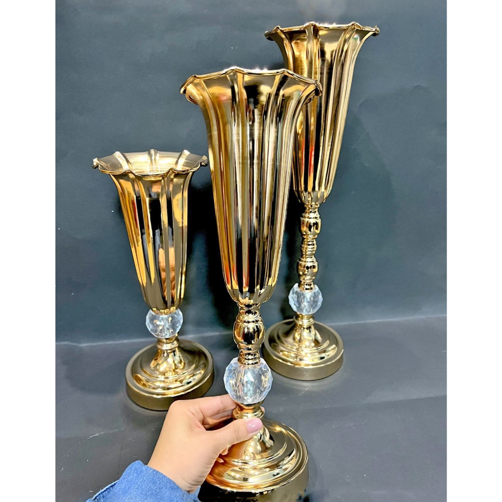 🌸 Bộ 3 Bình Hoa Loe Miệng Cách Điệu Cắm Hoa, Cắm Lông Vũ Trang Trí Studio Chụp Ảnh, Tiệc Tùng 🌸
