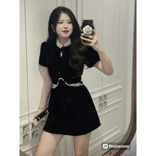 ✨BÁN SỈ✨DAM017-Đầm nhung ren cut-out đính đá cao cấp