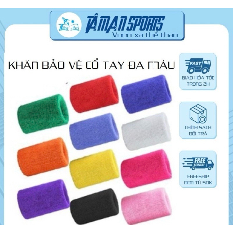 Khăn bảo vệ cổ tay nhiều màu thấm hút mồ hôi, êm tay - Tâm An Sport