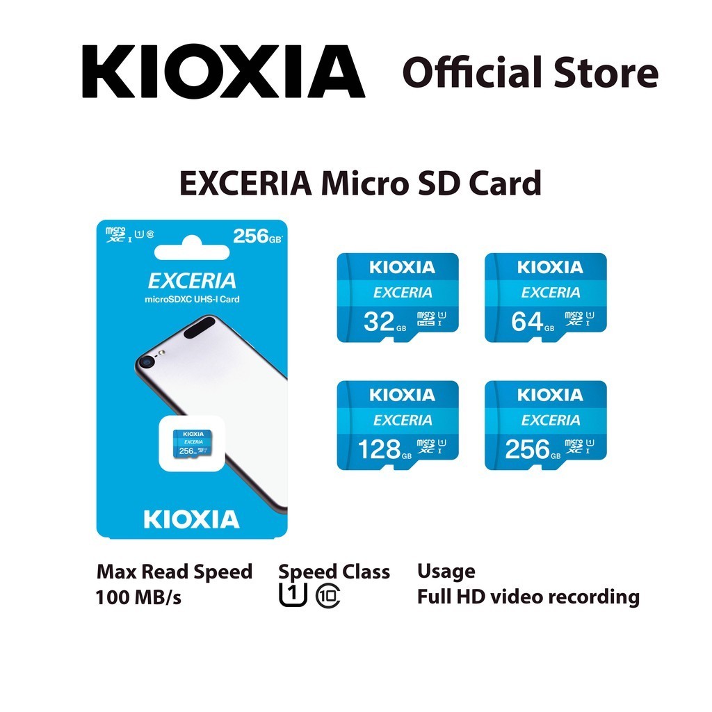 Thẻ nhớ microSD Kioxia 256GB/128GB/64GB/32GB UHS-1 C10 đọc 100MB/s Exceria G2 Cho Camera Điện Thoại