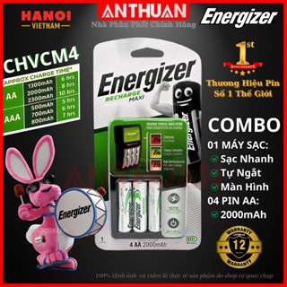 Combo Máy Sạc Pin Energizer Maxi CHVC M4 + 4 Pin AA 2000mAh 1,2V AA hoặc AAA Pin Tiểu / Đũa Sạc Lại