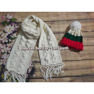 Khăn len handmade kiểu đan vặn thừng hạt gạo - Quà tặng ý nghĩa cho cả nam và nữ - Khăn len thủ công