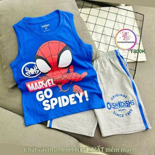 20 đến 30kg - Đồ bộ bé trai - Bộ ba lỗ sát nách cho bé trai size đại thun cotton mát mùa hè T300