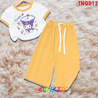 Bộ đồ quần ống rộng thun gân hình in kuromy cho bé 6kg đến 30kg.TNQD12.