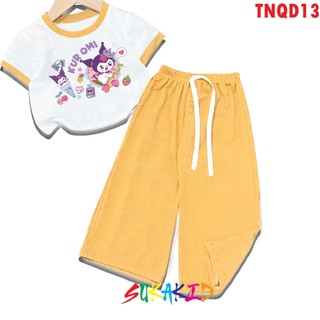 Bộ đồ tay ngắn quần ống rộng thun gân hình kem kuromy cho bé 6kg đến 30kg.TNQD13.