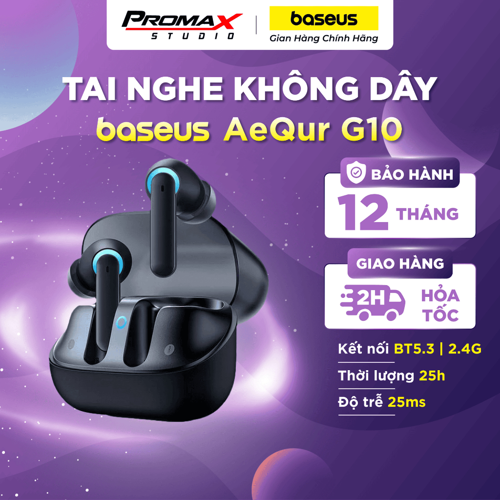 Tai Nghe Bluetooth Baseus AeQur G10 True Wireless Earphones (Bluetooth 5.3, GPS - APP Control, Super