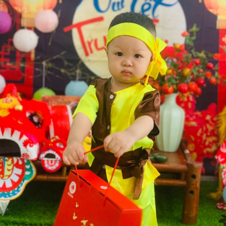 Bộ Quần Áo Bà Ba - Chú Cuội Màu Nâu. Quần Áo Nông Dân Cho Bé Vải Phi Lụa Mềm Mại, Óng Ả