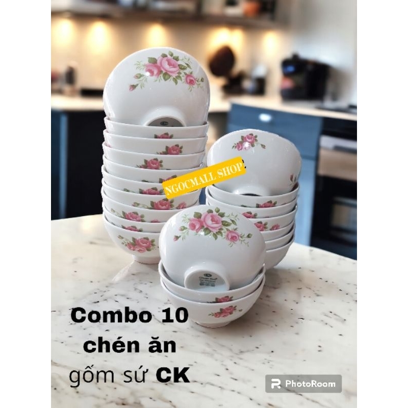 Combo 10 chén sứ gốm sứ CK Việt Nam | chén cơm | chén sứ