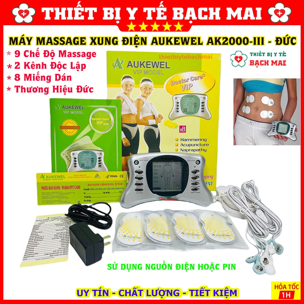 Máy Massage Xung Điện Trị Liệu 8 Miếng Dán AUKEWELL Doctor Care Vip [Bảo Hành 02 Năm]