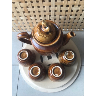 Bộ bình trà xưa (4 tách da quy +ấm trà 500ml) Không kèm dĩa