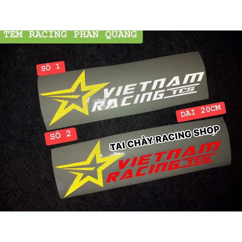 [ 1 MIẾNG ] TEM DECAL VIỆT NAM RACING PHẢN QUANG ( LỘT ĐƯỢC )
