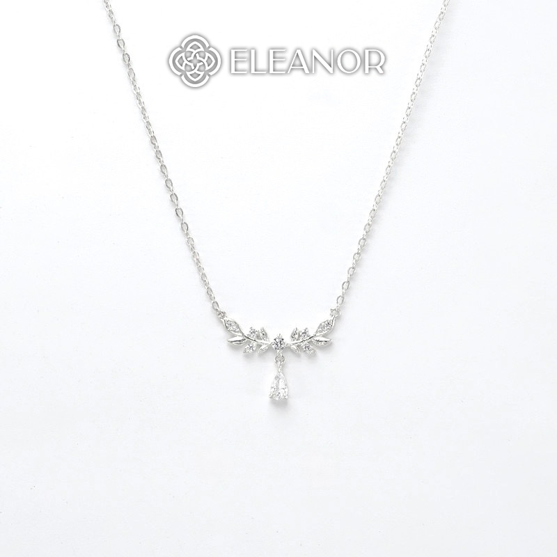Dây chuyền bạc nữ Eleanor Accessories đính đá hình giọt nước vòng cổ phụ kiện trang sức 7352