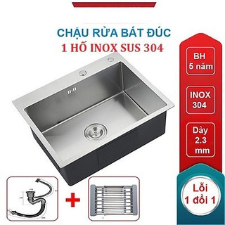  Chậu rửa bát Inox SUS 304 Korea đúc 1 hố 40x45cm   60x45cm Chậu dày Chống ồn 